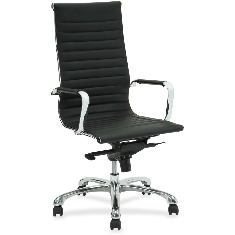 Lorell Modern Chair Series Highback Leather Chair, Black