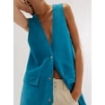 thumbnail image 3 of Suity Women Vest, Sleeveless V-neck Button Closure Solid Loose Long Outwear Gilet for Casual Street, 3 of 5