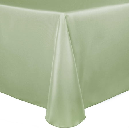 

Ultimate Textile (10 Pack) Satin 72 x 120-Inch Oval Tablecloth - for Home Dining Tables Sage Green