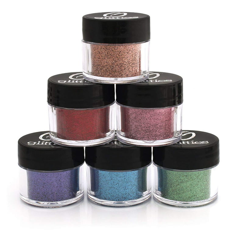 GLITTIES - (6 PK) - Cosmetic Grade Extra Fine (.006) Loose Glitter Powder  Kit - Safe for Skin! Perfect for Makeup, Body Tattoos, Face, Hair, Lips,  Soap, Lotion, Nail Art - (60 Grams) 