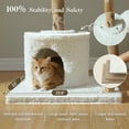 thumbnail image 3 of PAWZ Road 58" Wood Cat Tree for Indoor Cat with Large Rattan Basket and Hammock Cat Furniture White, 3 of 7