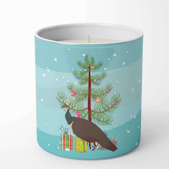 Indian Peahen Peafowl Christmas 10 oz Decorative Soy Candle 3.25 in x 3.75 in
