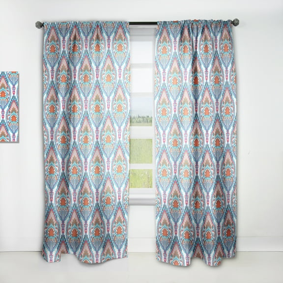 Designart 'Blue Damask Pattern' Bohemian & Eclectic Curtain Panel