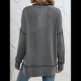 thumbnail image 4 of Sudaderas Holgadas de Larga para Mujer, de Canalé, con Abertura Lateral y Dobladillo Alto y Bajo, para Otoño Negro L, 4 of 7