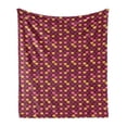thumbnail image 1 of Fish Scale Soft Flannel Fleece Blanket, Overlapping Arc Shapes Traditional Pattern with Modern Design Print, Cozy Plush for Indoor and Outdoor Use, 50" x 60", Maroon Pink and Yellow, by Ambesonne, 1 of 6