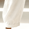 thumbnail image 4 of Morttic Women's Solid Color Crinkle Jogger Pants – Elastic Drawstring High Waist Pockets Cropped Cuff Casual Vacation Trousers White，S, 4 of 6