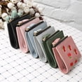 thumbnail image 2 of Ladies Simple PU Leather Vertical Buckle Cherry Embroidered Short Wallet Coin Purse Small Wallet Women Wallet GREY, 2 of 8