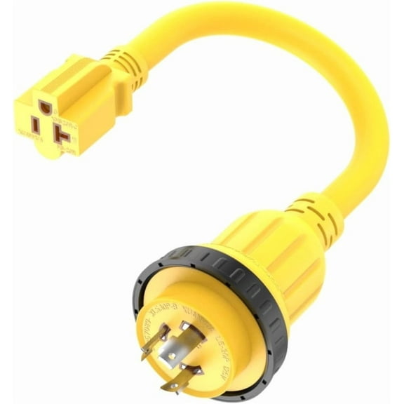 30a to 15a Adapter, NEMA L5-30P to 5-15/20R Pigtail Extension Cord,30Amp to 20Amp  Marine Plug for RV,Camper,Boat