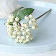 6 Pcs Artificial White Holly Berry Stem Realistic Bouquet for Wedding