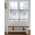 thumbnail image 2 of Navy Blue Leaves 2 Panel Kitchen Curtains for Small Windows, Summer Botanical Bathroom Tier Curtain, Short Window Treatment for Bedroom/Living Room 55"x24", 2 of 6