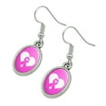 thumbnail image 2 of Breast Cancer Awareness Pink Ribbon in Heart Novelty Dangling Drop Oval Charm Earrings, 2 of 4