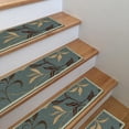 thumbnail image 3 of Ottomanson Non-Slip Rubberback Leaves 8.5" x 26" Indoor Stair Treads, 7 Pack, Seafoam Green, 3 of 12