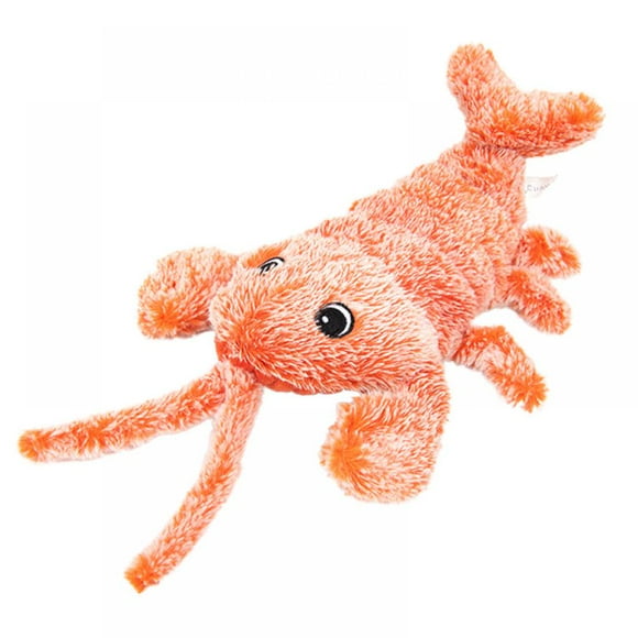 OUSITAID USB Charging Electric Charging Simulation Dancing Moving Floppy Lobster Cats Toy Tooth Cleaner Plush Cat Toy Orange