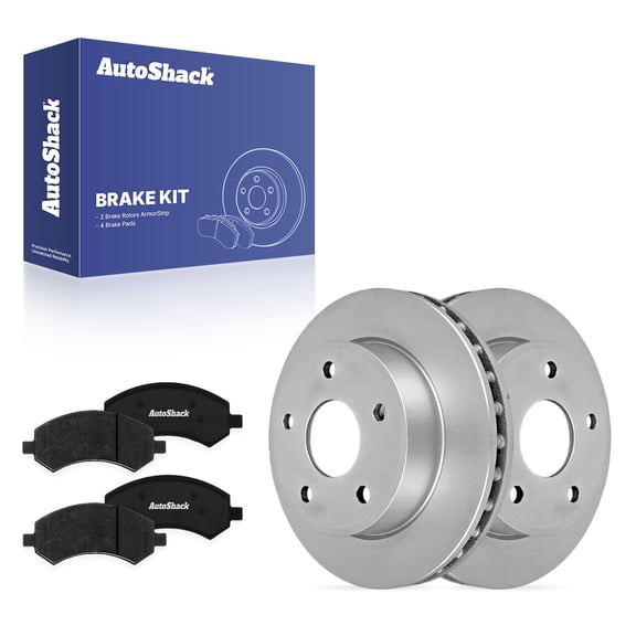 AutoShack Front Vented Coated Brake Rotors   Ceramic Pads 6-PC Brake Kit Replacement for 2005-2012 Dodge Dakota 2006-2009 Mitsubishi Raider 2011 Ram Dakota ArmorStop 12.28" (312 mm)