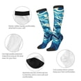 thumbnail image 3 of Xecao Abstract Blue Skull print thigh-high socks, crafted for both men and women with a stretchy, high-opaque design perfect for daily wear, 3 of 6