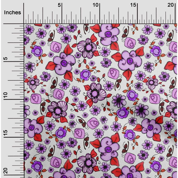 oneOone Cotton Poplin Amethyst Fabric Florals Sewing Craft Projects Fabric Prints By Yard 56 Inch Wide