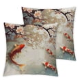 thumbnail image 2 of Awypu Throw Pillow Covers Fish Cherry Flower Branch and Leaves Sacred Animals in Small Body of Water Cushion Pillow Case Home Decor Pillowcase,2 Pcs White, 2 of 6
