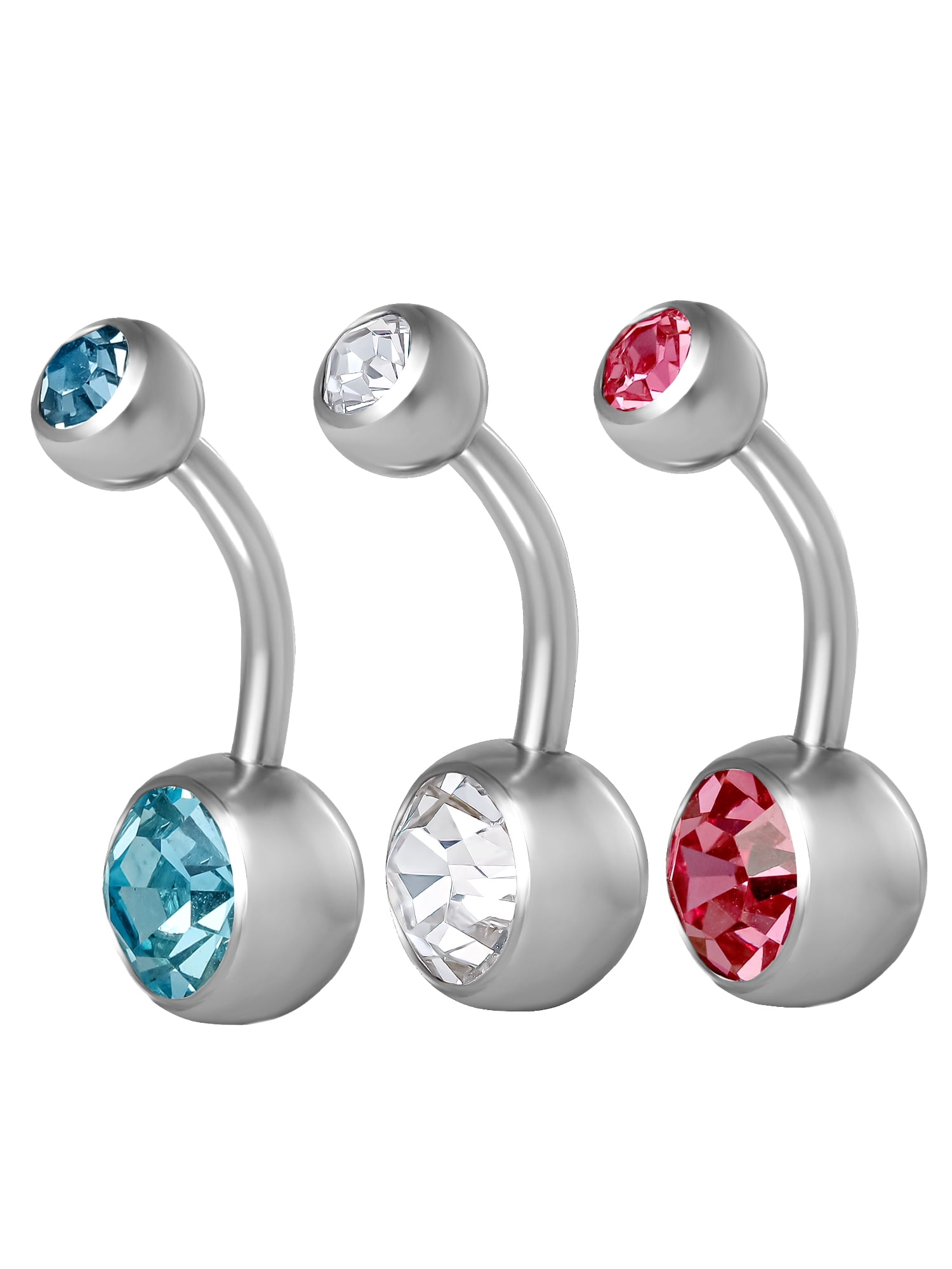 Cubic Zirconia Target Belly Button Rings Body Jewelry Women's 14G