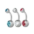 thumbnail image 2 of Body Jewelry Women's Stainless Steel 14 Gauge Multicolor Crystal Belly Rings, 3 Pack, 2 of 5