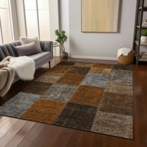 Addison Rugs Chantille Indoor/Outdoor Transitional Patchwork Paprika Washable Rectangle Rug, 5' x 7'6"
