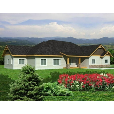 

001-3300: Ranch Craftsman 4 Bed 3 Bath Luxury Home Plan 3542 Sq Ft: Full Blueprints with License to Build by Home Plan Marketplace - Lesuto