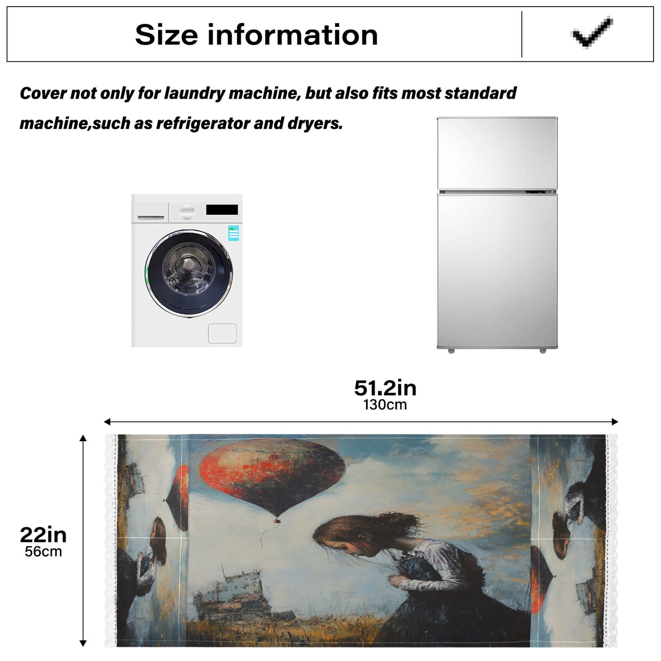 Down and Out GirlWasher and Dryer Covers Dust-Proof and Oil Resistant Fridge Cover with 4 Storage Pockets Washing Machine Top Cover for Laundry Kitchen Home 51.2 x 22 In