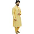 thumbnail image 3 of Atasi Ethnic Men's Kurta Pyjama Set Yellow Bollywood Designer Shirt-Small, 3 of 7