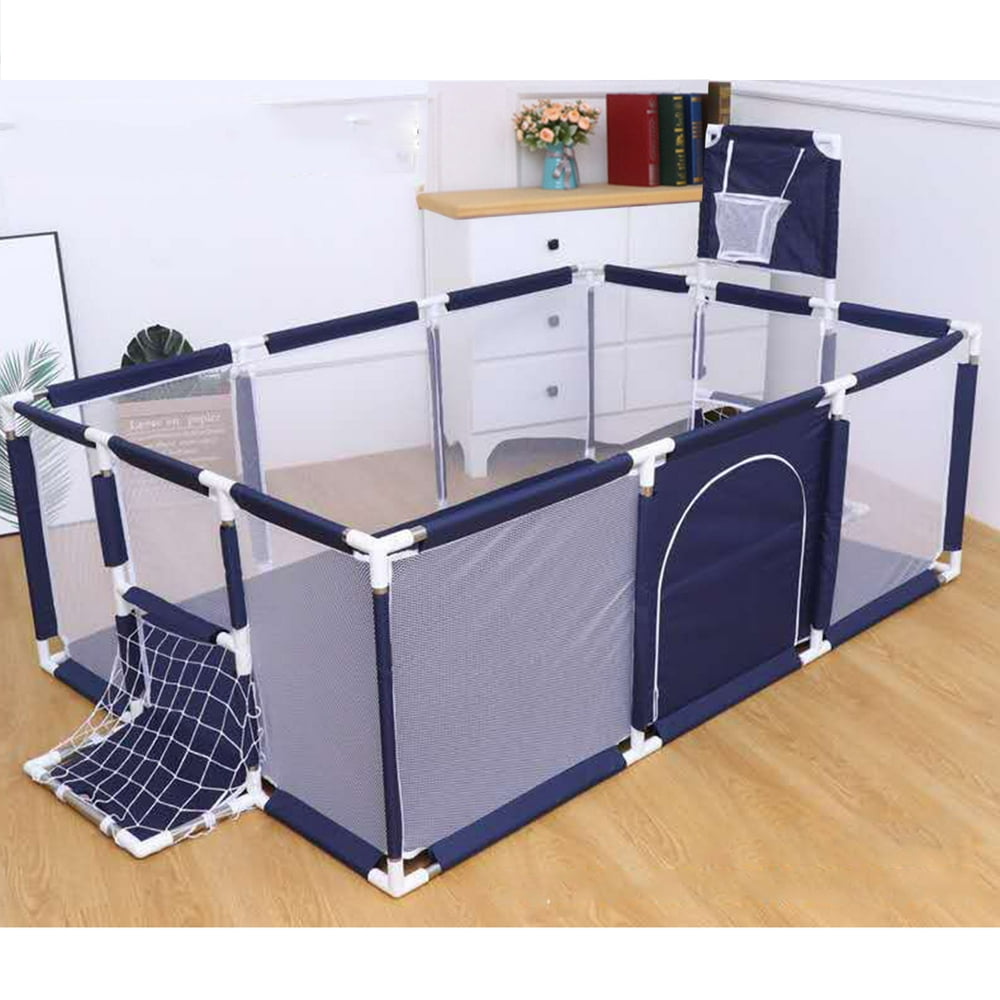 91 Inch Large Kid Baby Playpen Playard With Basketball Hoop,Folding