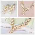 thumbnail image 6 of Simulated Pearl Necklace and Stud Dangle Earrings, Gold Plated Flower Wedding Bridal Jewelry Set for Women Bridesmaid Jewelry CA419, 6 of 6