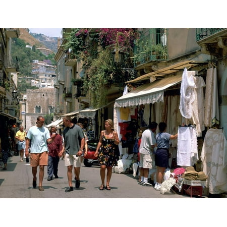 Lace Shops, Via Teatro Greco, Taormina, Sicily, Italy Print Wall Art By Peter (Best Shopping In Sicily)