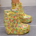 thumbnail image 4 of WSBDENLK Women's Colorful Ankle Boots with Side Zipper Plus-Size Comfortable Wedge Heel Ankle Boots, 4 of 9