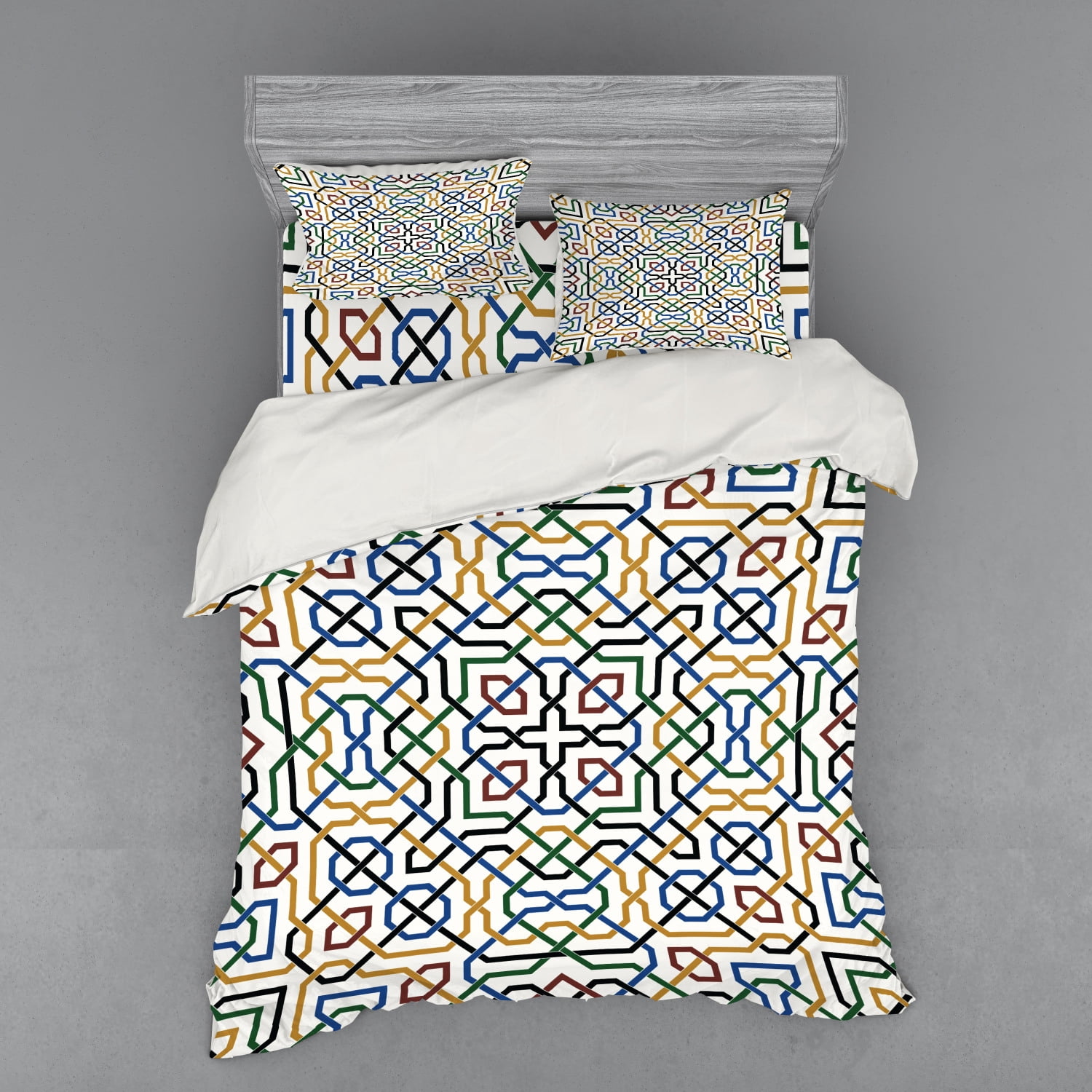 Moroccan Duvet Cover Set, Traditional Moorish Motif Classic Effects