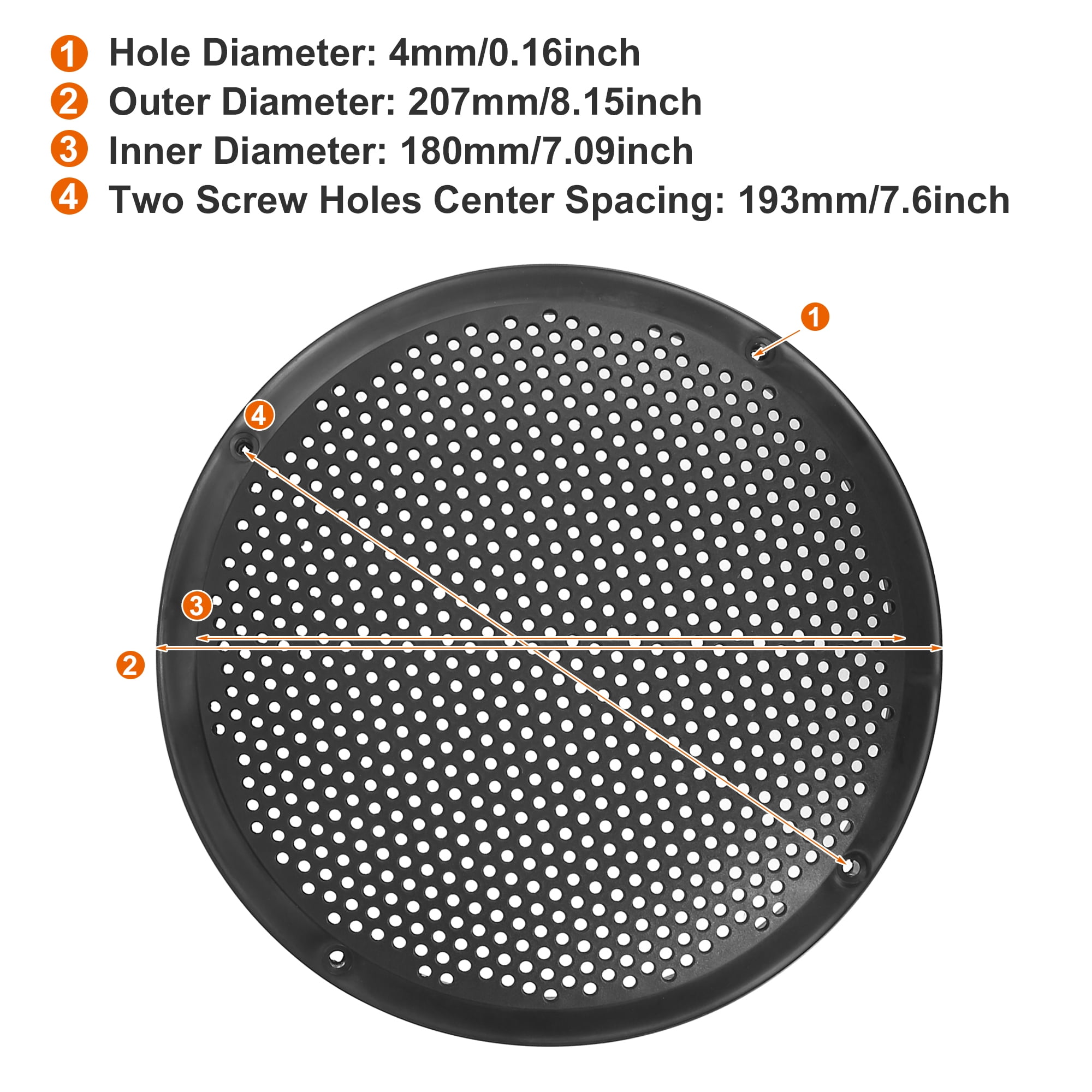Unique Bargains 8 Inch Speaker Grills Cover Mesh Guard Protective Black - Pack of 4
