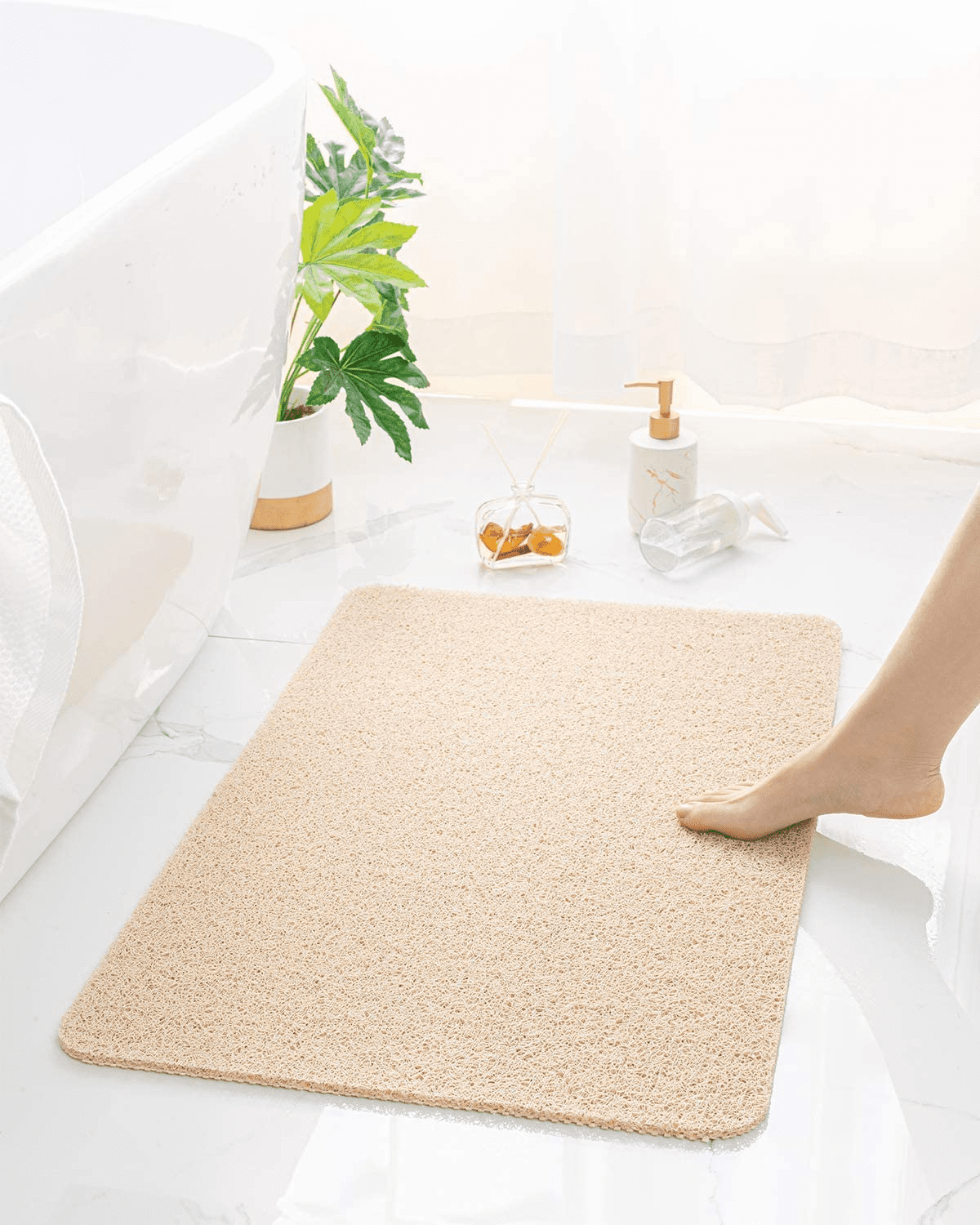 MontVoo Non Slip Bathtub Mat, 17X 30 inch, Shower Mats for Bath Tub, PVC Loofah Bathroom Mats for Wet Areas, Quick Drying