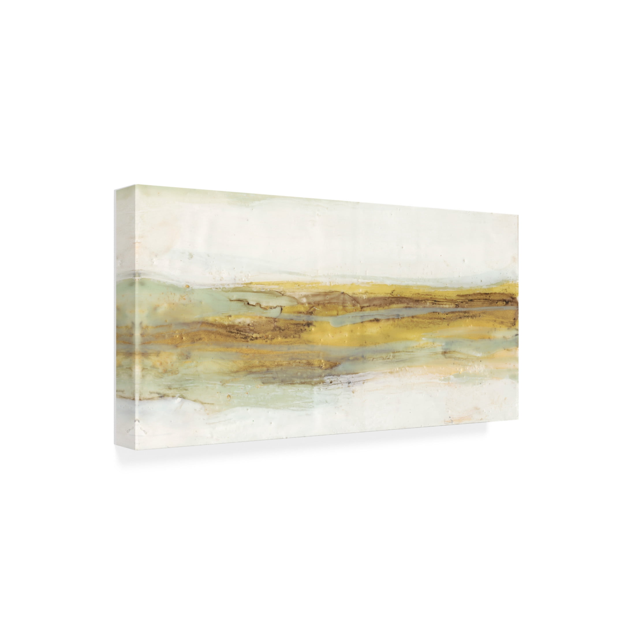 Canvas Wall Art - Jennifer Goldberger 'Mint & Ochre Horizon I' Wall Art for Living Room, Bedroom, or Office Décor by Trademark Fine Art - 19 x 10 Inches