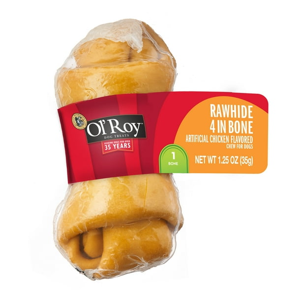 Ol' Roy Rawhide Bone Chew for Dogs, Chicken Flavored, 4"