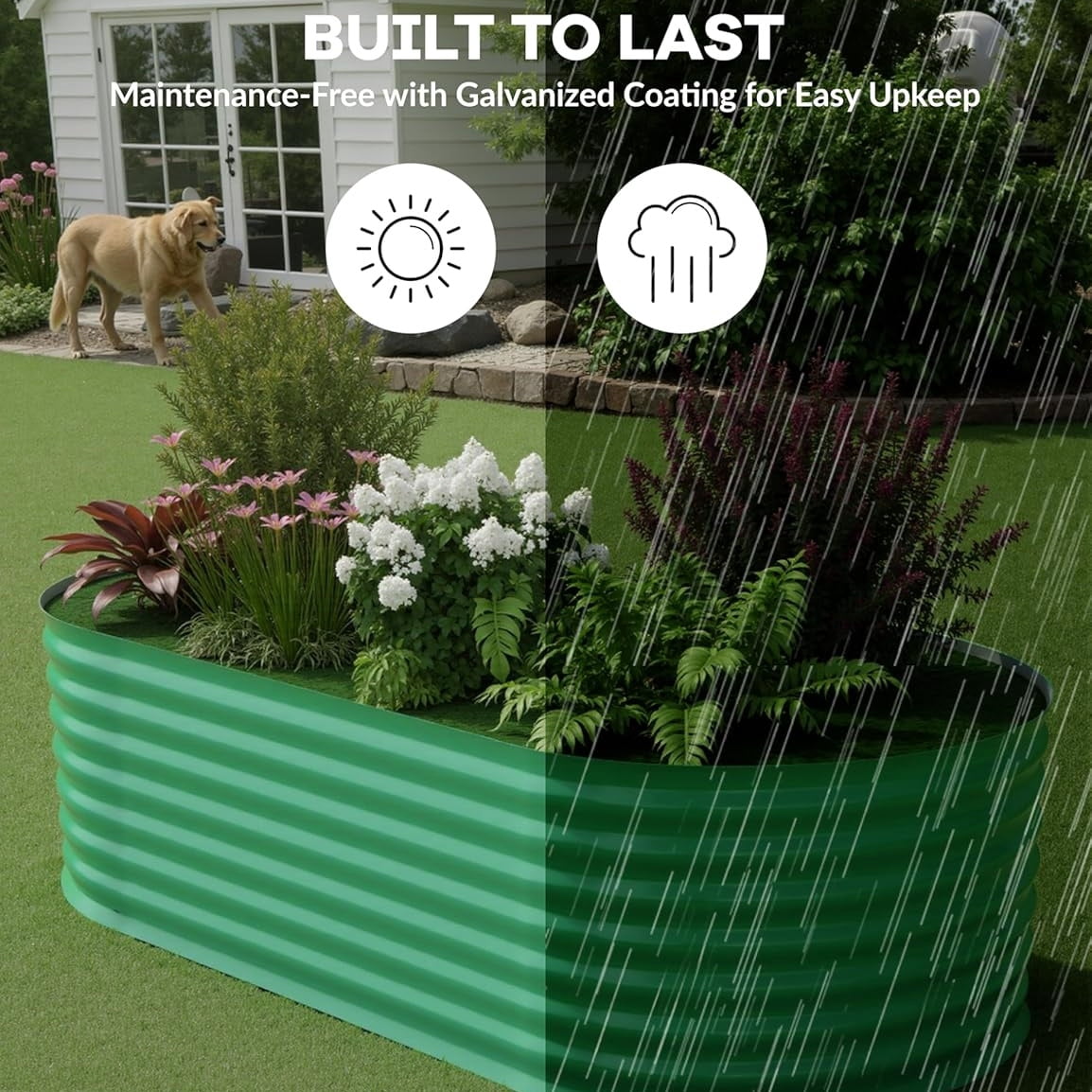 WildBreak Steel Raised Garden Bed, Oval Shape, 6 x 3 x 2 feet, 1 Pack, Green