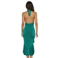 thumbnail image 6 of Biekopu Women's Summer Sleeveless Halter Dress,Solid Color Backless Slim Ruffled Fish Tail Midi Dress for Party, 6 of 7