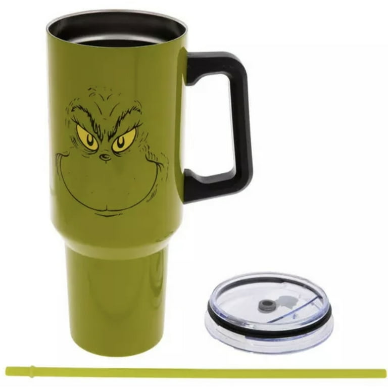 Dr Seuss Grinch Stainless Steel Tumbler with Straw 40 OZ Green Christmas  water mug 10 