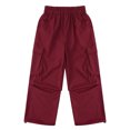 thumbnail image 5 of TiaoBug Kids Girls Cargo Pants Casual Pure Color Trousers Hip Hop Dance Costume4-14 Burgundy-A 120, 5 of 7