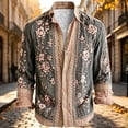 thumbnail image 4 of Mens 70s Long Sleeve Floral Dress Shirt Flowered Paisley Pattern Print Vintage Button Down Hippie Shirts, 4 of 5
