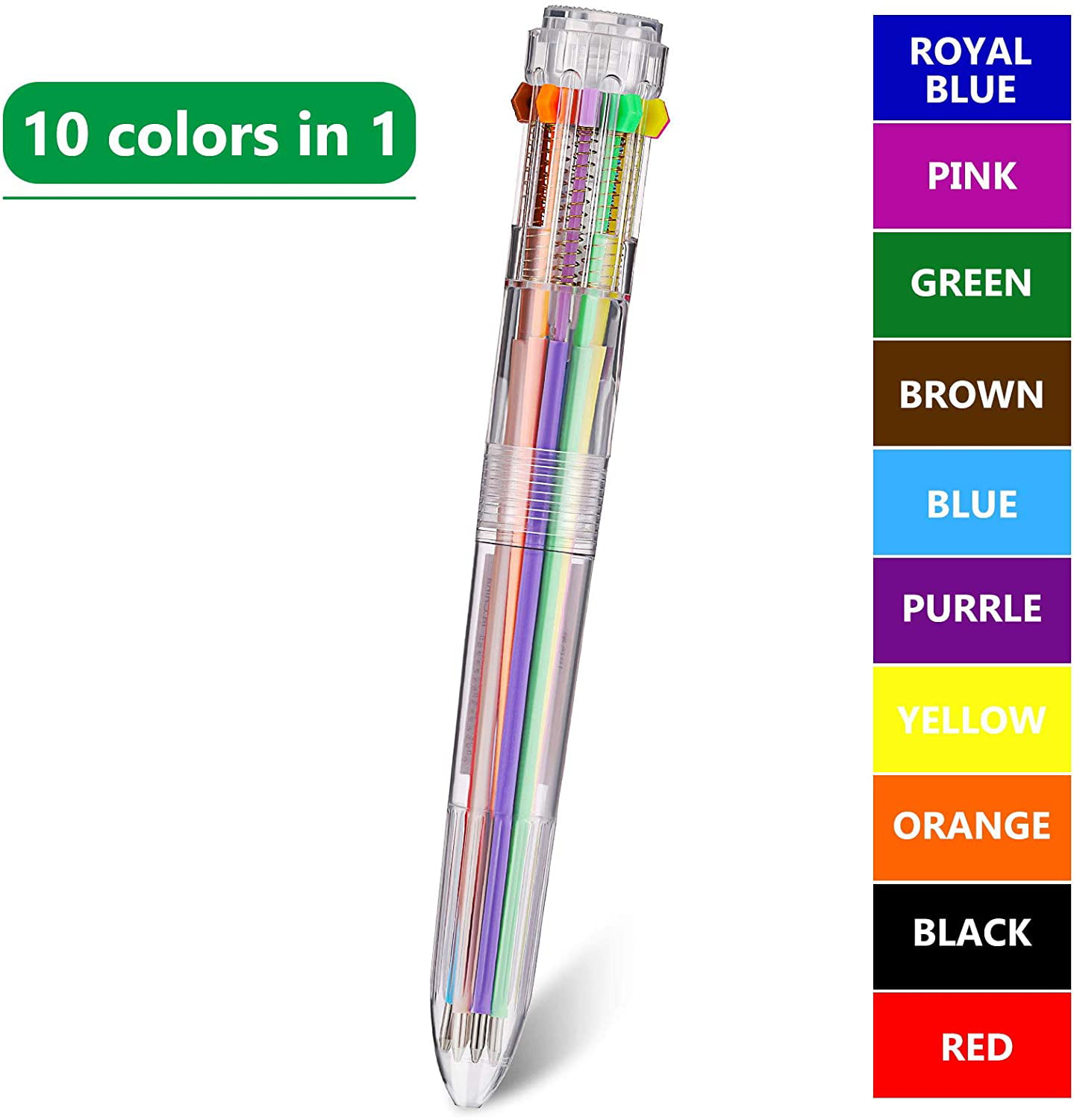 Multicolors 10 in1 Color Ballpoint Pen Ball Point Pens Kids School Office Supply 