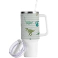 thumbnail image 2 of SKYSONIC Insulated Tumblers with Lids and Straws Handles 40oz Water Bottle Dinosaur Doodle Striped Travel Mug Reusable Stainless Steel Thermos Vacuum, 2 of 7
