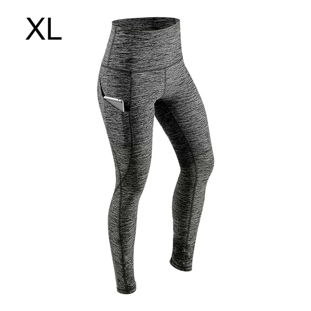 Leggings Pantalones elásticos de yoga de cintura alta Fitness Sports Mujer Trajes, Gris, XL Methold AP002120-12