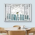 thumbnail image 3 of wall26 Canvas Print Wall Art Window View Winter Snow Forest Finch Bird Fence Wilderness Nature Photography Realism Scenic Landscape Colorful Multicolor for Living Room, Bedroom, Office - 32"x48&, 3 of 5