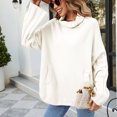 thumbnail image 7 of XFLWAM Women Turtleneck Sweaters Batwing Sleeve Casual Loose Chunky Pullover Sweater Solid Color Knit Tops White L, 7 of 7