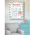 thumbnail image 3 of Personalized Canvas Birth Announcement Nursery Decor Gift, Nautical Design, Custom Name, Date, Weight & Length, Unique Boys & Girls Baby Shower Wall Art Presents, Color Gray # 1, Size - 10X12, 3 of 4