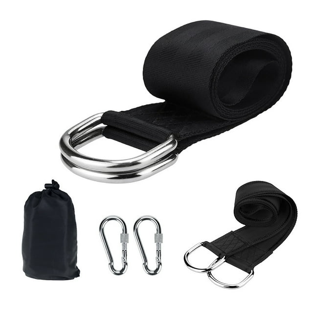tamizeot Kit de Suspension pour Balançoire d'Arbre 350KG Sangles Ceinture de Connexion Réglable Sac de Rangement Mousquetons Hamac de Jardin Randonnée Portable Noir
