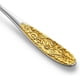 thumbnail image 3 of Cuchara de sopa de girasol, juego de 4, acero inoxidable 18/10, cuchara de caldo con acento dorado, pulido espejo fino, 3 of 4