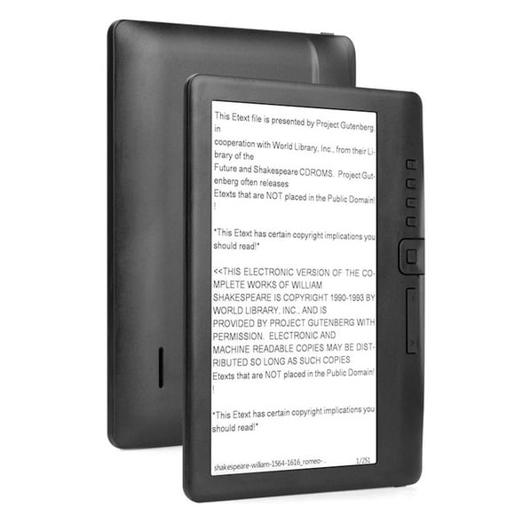 E-book Reader with 7-inch HD reader; e-book TFT Screen Digital MP3 Audio Music Player Tablet Black,16GB,US Plug
